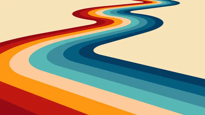 abstract image of several rainbow-coloured wavy lines.