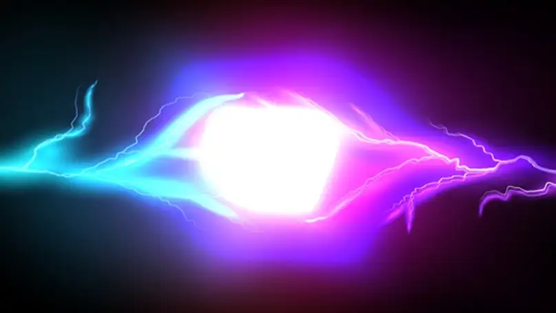 Two beams of light colliding